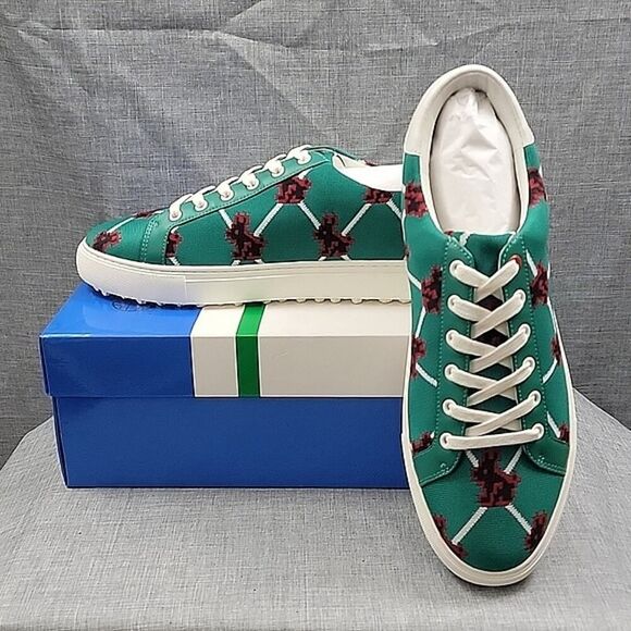 Tory Sport Tech knit Jacquard Golf sneakers NIB Green / White / Red women's 11 - Picture 1 of 12